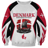 Personalized Denmark Viking Heritage Sweatshirt Nordic Nyhavn Cityscape With Grunge Flag And Longship Art