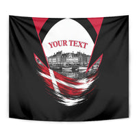 Personalized Denmark Viking Heritage Tapestry Nordic Nyhavn Cityscape With Grunge Flag And Longship Art