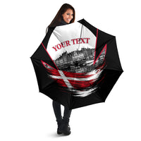 Personalized Denmark Viking Heritage Umbrella Nordic Nyhavn Cityscape With Grunge Flag And Longship Art