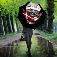 Personalized Denmark Viking Heritage Umbrella Nordic Nyhavn Cityscape With Grunge Flag And Longship Art
