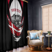 Personalized Denmark Viking Heritage Window Curtain Nordic Nyhavn Cityscape With Grunge Flag And Longship Art