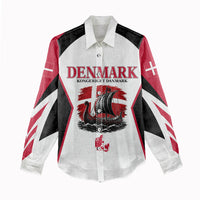 Personalized Denmark Viking Heritage Women Casual Shirt Nordic Nyhavn Cityscape With Grunge Flag And Longship Art