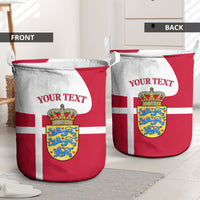 Personalized Denmark Coat Of Arms Laundry Basket Danish Flag Heritage Graphic With Crown Symbolism