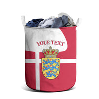 Personalized Denmark Coat Of Arms Laundry Basket Danish Flag Heritage Graphic With Crown Symbolism