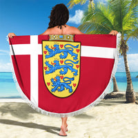 Personalized Denmark Coat Of Arms Beach Blanket Danish Flag Heritage Graphic With Crown Symbolism
