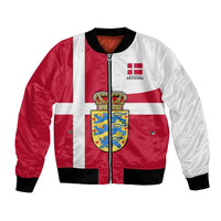 Personalized Denmark Coat Of Arms Bomber Jacket Danish Flag Heritage Graphic With Crown Symbolism