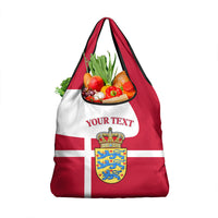 Personalized Denmark Coat Of Arms Grocery Bag Danish Flag Heritage Graphic With Crown Symbolism
