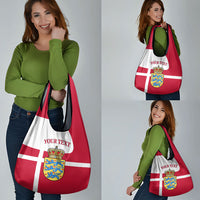 Personalized Denmark Coat Of Arms Grocery Bag Danish Flag Heritage Graphic With Crown Symbolism