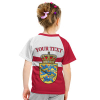 Personalized Denmark Coat Of Arms Kid T Shirt Danish Flag Heritage Graphic With Crown Symbolism