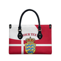 Personalized Denmark Coat Of Arms Leather Bag Danish Flag Heritage Graphic With Crown Symbolism
