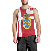 Personalized Denmark Coat Of Arms Men Tank Top Danish Flag Heritage Graphic With Crown Symbolism