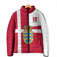 Personalized Denmark Coat Of Arms Padded Jacket Danish Flag Heritage Graphic With Crown Symbolism