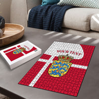 Personalized Denmark Coat Of Arms Puzzle Danish Flag Heritage Graphic With Crown Symbolism