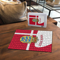 Personalized Denmark Coat Of Arms Puzzle Danish Flag Heritage Graphic With Crown Symbolism