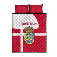 Personalized Denmark Coat Of Arms Quilt Bed Set Danish Flag Heritage Graphic With Crown Symbolism