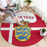 Personalized Denmark Coat Of Arms Round Carpet Danish Flag Heritage Graphic With Crown Symbolism