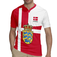 Personalized Denmark Coat Of Arms Rugby Jersey Danish Flag Heritage Graphic With Crown Symbolism
