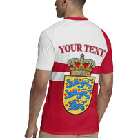 Personalized Denmark Coat Of Arms Rugby Jersey Danish Flag Heritage Graphic With Crown Symbolism