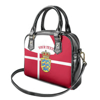 Personalized Denmark Coat Of Arms Shoulder Handbag Danish Flag Heritage Graphic With Crown Symbolism