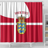 Personalized Denmark Coat Of Arms Shower Curtain Danish Flag Heritage Graphic With Crown Symbolism