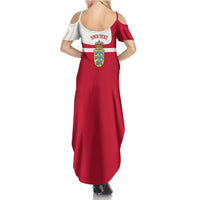 Personalized Denmark Coat Of Arms Summer Maxi Dress Danish Flag Heritage Graphic With Crown Symbolism