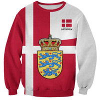 Personalized Denmark Coat Of Arms Sweatshirt Danish Flag Heritage Graphic With Crown Symbolism