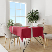 Personalized Denmark Coat Of Arms Tablecloth Danish Flag Heritage Graphic With Crown Symbolism