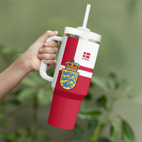 Personalized Denmark Coat Of Arms Tumbler With Handle Danish Flag Heritage Graphic With Crown Symbolism
