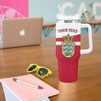Personalized Denmark Coat Of Arms Tumbler With Handle Danish Flag Heritage Graphic With Crown Symbolism