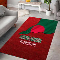 Bangladesh Area Rug with National Flag Design and Bengali Script