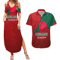 Bangladesh Couples Matching Summer Maxi Dress and Hawaiian Shirt with National Flag Design and Bengali Script