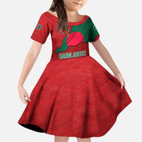 Bangladesh Family Matching Summer Maxi Dress and Hawaiian Shirt with National Flag Design and Bengali Script