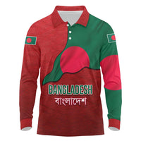 Bangladesh Long Sleeve Polo Shirt with National Flag Design and Bengali Script