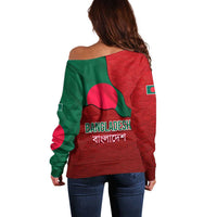 Bangladesh Off Shoulder Sweater with National Flag Design and Bengali Script