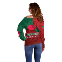 Bangladesh Off Shoulder Sweater with National Flag Design and Bengali Script