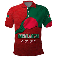 Bangladesh Polo Shirt with National Flag Design and Bengali Script