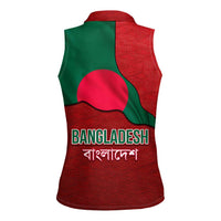Bangladesh Women Sleeveless Polo Shirt with National Flag Design and Bengali Script