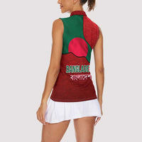 Bangladesh Women Sleeveless Polo Shirt with National Flag Design and Bengali Script