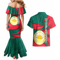 Bangladesh Couples Matching Mermaid Dress and Hawaiian Shirt with Tiger Bengal Design and National Emblem Motif