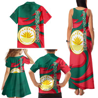 Bangladesh Family Matching Tank Maxi Dress and Hawaiian Shirt with Tiger Bengal Design and National Emblem Motif
