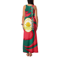 Bangladesh Family Matching Tank Maxi Dress and Hawaiian Shirt with Tiger Bengal Design and National Emblem Motif