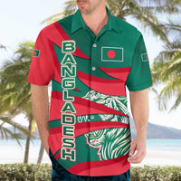 Bangladesh Hawaiian Shirt with Tiger Bengal Design and National Emblem Motif