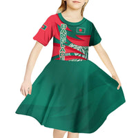 Bangladesh Kid Short Sleeve Dress with Tiger Bengal Design and National Emblem Motif