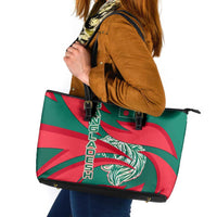 Bangladesh Leather Tote Bag with Tiger Bengal Design and National Emblem Motif
