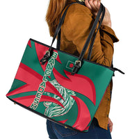 Bangladesh Leather Tote Bag with Tiger Bengal Design and National Emblem Motif