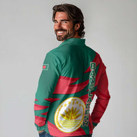 Bangladesh Long Sleeve Polo Shirt with Tiger Bengal Design and National Emblem Motif