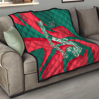 Bangladesh Quilt with Tiger Bengal Design and National Emblem Motif