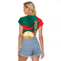 Bangladesh Raglan Cropped T Shirt with Tiger Bengal Design and National Emblem Motif