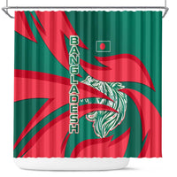 Bangladesh Shower Curtain with Tiger Bengal Design and National Emblem Motif