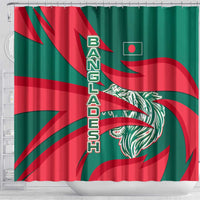 Bangladesh Shower Curtain with Tiger Bengal Design and National Emblem Motif